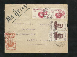 Madagascar Lettre Par Avion De Tananarive Le 10/10/1949 Pour Paris  N°268; 311x2 Et 316 X 2  B/TB Voir Scans Soldé ! ! ! - Briefe U. Dokumente