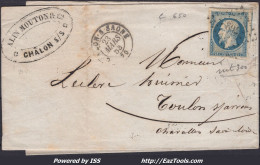 FRANCE N° 10 SUR LETTRE AVEC PC 702 CHALONS SUR SAONE + CAD DU 23/03/1853 - 1852 Luigi-Napoleone