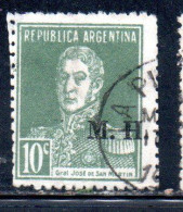 ARGENTINA 1923 1931 VARIETY OFFICIAL DEPARTMENT STAMP OVERPRINTED M.H. MINISTRY OF FINANCE MH 10c USED USADO - Oficiales