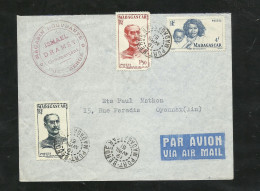 Madagascar Lettre Par Avion Port Berge Le 19/04/1951 Pour Oyonnax  N°308;309 Et 312   B/TB Voir Scans Soldé ! ! ! - Briefe U. Dokumente