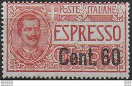 1922 Italia Espressi 60c. Su 50c. Rosso 1v. Bc MNH Sassone N. 6 - Andere & Zonder Classificatie