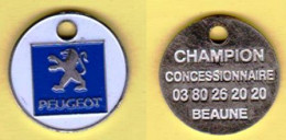 Jeton De Caddie  " PEUGEOT BEAUNE "  (recto-verso) [G]_je053 - Trolley Token/Shopping Trolley Chip