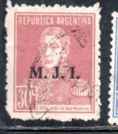 ARGENTINA 1923 1931 OFFICIAL DEPARTMENT STAMP OVERPRINTED M.J-I. MINISTRY OF JUSTICE AND INSTRUCTION MJI 30c USED USADO - Dienstzegels