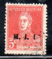 ARGENTINA 1923 1931 OFFICIAL DEPARTMENT STAMP OVERPRINTED M.J-I. MINISTRY OF JUSTICE AND INSTRUCTION MJI 5c USED USADO - Oficiales