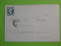 DM 11  FRANCE  BELLE  LETTRE   1864  PETIT BUREAU BEAUMONT  + N°22   DECALE   +AFF. INTERESSANT +++ - 1849-1876: Classic Period