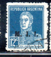 ARGENTINA 1923 1931 OFFICIAL DEPARTMENT STAMP OVERPRINTED M.J.I. MINISTRY OF JUSTICE AND INSTRUCTION MJI 12c USED USADO - Dienstzegels