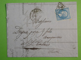 DM 11  FRANCE    LETTRE  SARTHE  1864  LE MANS A ST CALAIS  + N°22      +AFF. INTERESSANT +++ - 1849-1876: Klassik