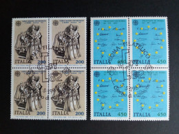 ITALIEN MI-NR. 1798-1799 GESTEMPELT(USED) 4er BLOCK EUROPA 1982 HISTORIK KAISERKRÖNUNG KARL DER GROSSE - 1982