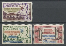 CAMEROUN 1962 N° 355 356 Et 359 ** Neufs MNH Superbes C 2.70 € Réunification Carte Soleil Paysage - Kamerun (1960-...)