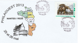 PHILAOUEST 2013 REZE MONTIMBRAMOI GRAND ELEPHANT NANTES SUR ENVELOPPE ENTIERE - Used Stamps