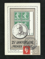 Carte Postale Circulée Llustrée 25ème Ann.  Premier Coin Daté Lyon Le 04/05/1947 +vignettes Et Cachets N°621 Et 693 B/TB - Storia Postale