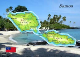 Samoa Country Map New Postcard * Carte Geographique * Landkarte - Samoa