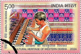 India 2024 CULTURAL HERITAGE OF WESTERN ODISHA 1v Stamp Handicraft Used Or First Day Cancelled As Per Scan - Gebraucht