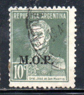 ARGENTINA 1923 1931 OFFICIAL DEPARTMENT STAMP OVERPRINTED M.O.P. MINISTRY OF PUBLIC WORKS MOP 10c USED USADO - Dienstmarken