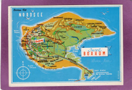 Landkarte Insel Borkum  Geografische Postkarte - Borkum