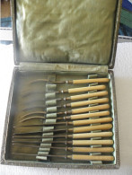 Antique Couverts, 6 Couteaux 6 Fourchette Dessert Dorée - Forks