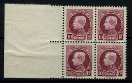 België 219 ** - Koning Albert I  - Blok Van 4 Met Bladboord - Luxe - 1921-1925 Small Montenez