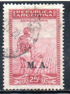 ARGENTINA 1935 1937 OFFICIAL DEPARTMENT STAMP OVERPRINTED M.A. MINISTRY OF AGRICULTURE MA 25c USED USADO - Service