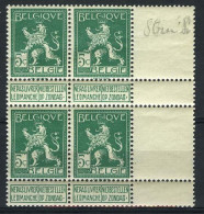 België 110 ** - Pellens - Staande Leeuw - Blok Van 4 - Mooie Centrage - 1912 Pellens