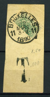 België TX 1 - Halve Zegel Op Fragment - Horizontaal Gesneden - Stempel: Bruxelles 11 - 1890 - Postzegels