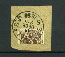 België 44 - Halve Zegel Op Fragment - Horizontaal Gesneden - Demi-timbre - Stempel: Bruxelles 5 - 1893 - 1869-1888 Lion Couché