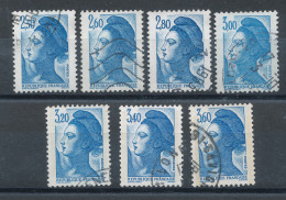 Liberté De Gandon - Lot De 7 Timbres Bleus (o) - 1982-1990 Libertà Di Gandon