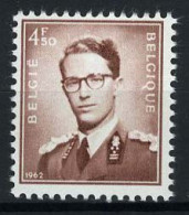 België 1068A ** - Koning Boudewijn - Met Bril - Type "Marchand" - 4,50 Bruin Met Jaartal 1962 - Wit Papier - 1953-1972 Lunettes