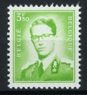 België 1068B ** - Koning Boudewijn - Met Bril - Type "Marchand" - Korter Formaat - 3,50 Groen - Fosfor Papier - 1953-1972 Occhiali