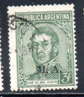ARGENTINA 1935 1937 OFFICIAL DEPARTMENT STAMP OVERPRINTED M.A. MINISTRY OF AGRICULTURE MA 3c USED USADO - Servizio