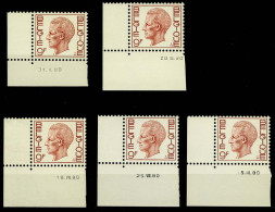 België 1962 - Koning Boudewijn - Type Elström - 9F - 5 Verschillende Drukdatums 1980 - Dated Corners