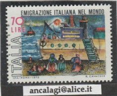 USATI ITALIA 1975 - Ref.0349 "EMIGRAZIONE ITALIANA" 1 Val. - - 1971-80: Used