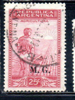 ARGENTINA 1935 1937 OFFICIAL DEPARTMENT STAMP OVERPRINTED M.G. MINISTRY OF WAR MG 25c USED USADO - Servizio