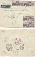 Haiti Commerce REGISTERED AirmailCV PaP 14sep1934 To France With 4x C.50 Airpost Stamps + 5 Transit PMKs - Haïti