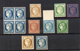 !!! LOT D'ESSAIS AU TYPE CERES NEUFS (*) SIGNES CALVES - Proofs, Unissued, Experimental Vignettes