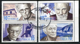 Réf 77 < SUEDE Année 2004 < Yvert N° 2404 à 2407 Ø Used < SWEDEN - Prix Nobel < Yeats Shaw Beckett Heaney - Oblitérés