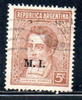 ARGENTINA 1935 1937 OFFICIAL DEPARTMENT STAMP OVERPRINTED M.I. MINISTRY OF INTERIOR MI 5c USED USADO - Oficiales