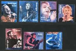 Réf 77 < SUEDE Année 2004 < Yvert N° 2408 à 2410 + 2412 à 2415 Ø Used < SWEDEN - Musique Musiciens Elvis Presley - Used Stamps