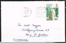 IND L 1 - GRANDE-BRETAGNE N° 794 Benjamin Franklin Sur Lettre Pour La Suisse 1975 - Storia Postale