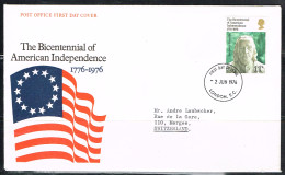 IND L 2 - GRANDE-BRETAGNE N° 794 Benjamin Franklin Sur FDC Pour La Suisse 1976 - 1971-1980 Dezimalausgaben