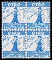 1931. EIRE.  Royal Dublin Society In 4-block With 2 Stamps Never Hinged And 2 Stamps Hinged. (Michel 56) - JF542273 - Unused Stamps