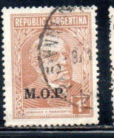 ARGENTINA 1935 1937 OFFICIAL DEPARTMENT STAMP OVERPRINTED M.O.P. MINISTRY OF PUBLIC WORKS MOP 1c USED USADO - Dienstmarken