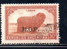 ARGENTINA 1935 1937 OFFICIAL DEPARTMENT STAMP OVERPRINTED M.O.P. MINISTRY OF PUBLIC WORKS MOP 30c USED USADO - Oficiales