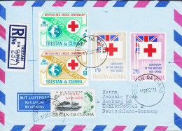 1970. TRISTAN Da CUNHA. Beautifulregistered AIR MAIL Cover To Germany With Red Cross In C... (Michel 133-136) - JF544427 - Tristan Da Cunha