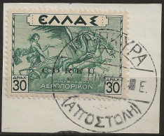 OICOPA10UFR-1941 Occup. Milit. Ital. CORFU'', Sass. Nr. P.A. 10, Francobollo Usato Per Posta Su Frammento °/ - Korfu