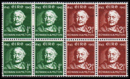 1943. EIRE.  William Rowan Hamilton Complete Set In 4-blocks With 2 Stamps Never Hinged And... (Michel 91-92) - JF542286 - Ungebraucht