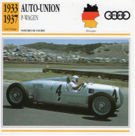 Fiche  -  Formula 1 Grand Prix Cars  -  Auto-Union P-Wagen  (1933)  -  Carte De Collection - Cars