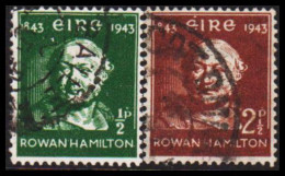 1943. EIRE.  William Rowan Hamilton Complete Set (Michel 91-92) - JF544515 - Usati