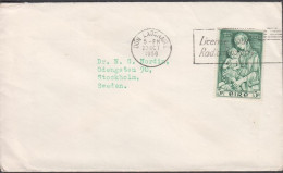 1958. EIRE. Maria ANNUS MARIANUS 5 P. On Cover To Sweden Maschine Cancelled DUN LAOGHAIRE 23 ... (Michel 121) - JF432464 - Covers & Documents