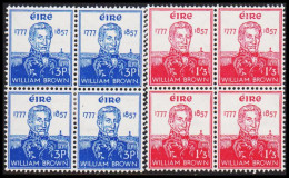 1957. EIRE.  William Brown Complete Set In 4-blocks With 2 Stamps Never Hinged And 2 Stam... (Michel 132-133) - JF542263 - Nuovi
