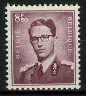 België 1072 * - Koning Boudewijn - Roi Baudouin - Type Marchand - 8,50 Lilabruin - 1953-1972 Bril